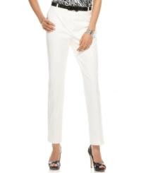 Skinny white trousers rendered in a flattering stretchy fabric is a chic way to reinvent your look for spring, from Jones New York. Pairs well with a vibrant printed top! Skinny white trousers rendered in a flattering stretchy fabric is a chic way to reinvent your look for spring, from Jones New York. Pairs well with a vibrant printed top!