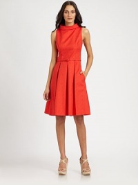 This perfect wear-everywhere dress features a crisply pleated skirt and a slender self belt.Roll-neck collarSleevelessSelf beltPleated skirtSide slash pocketsConcealed back zipFully linedAbout 22 from natural waist65% polyester/35% cottonDry cleanMade in USA of imported fabricModel shown is 5'10½ (179cm) wearing US size 4. This perfect wear-everywhere dress features a crisply pleated skirt and a slender self belt.Roll-neck collarSleevelessSelf beltPleated skirtSide slash pocketsConcealed back zipFully linedAbout 22 from natural waist65% polyester/35% cottonDry cleanMade in USA of imported fabricModel shown is 5'10½ (179cm) wearing US size 4.