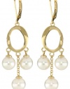 Majorica 7/8mm 3 Pearls Circle Drop Earrings