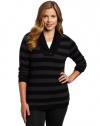 Calvin Klein Performance Women's Plus Size Stripe Overlap Thermal Tee