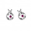 .925 Sterling Silver Rhodium Plated Snail Red CZ Stud Earrings with Screw-back for Children & Women