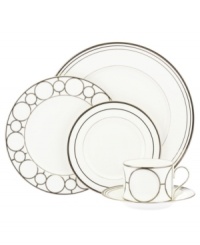 Design your table around the chic Platinum Links 5-piece place settings from Mikasa. Circular bands of platinum adorn white china to put a fresh spin on formal dining. Design your table around the chic Platinum Links 5-piece place settings from Mikasa. Circular bands of platinum adorn white china to put a fresh spin on formal dining.