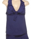 KENNETH COLE REACTION Banded Ruffle Halter & Swimskirt Tankini Set [RS1PN82/RS1PN92]