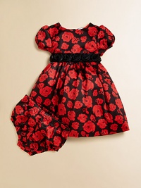 A brilliant, blooming rose print lends a marvelous touch to a puff-sleeved, charmeuse frock with matching bloomers.Round necklineShort puff sleevesBack buttonsWaist with sash tiePolyesterMachine washImported Please note: Number of buttons may vary depending on size ordered. A brilliant, blooming rose print lends a marvelous touch to a puff-sleeved, charmeuse frock with matching bloomers.Round necklineShort puff sleevesBack buttonsWaist with sash tiePolyesterMachine washImported Please note: Number of buttons may vary depending on size ordered.