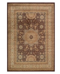 Ancient Persian designs, highlighted by a central sunburst medallion, form a picturesque accent for any room. This Momeni rug is made from drop-stitched polypropylene that creates a highly durable pile while maintaining luxurious texture and depth. Ancient Persian designs, highlighted by a central sunburst medallion, form a picturesque accent for any room. This Momeni rug is made from drop-stitched polypropylene that creates a highly durable pile while maintaining luxurious texture and depth.