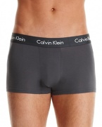 Soft micro modal trunk with logo waistband in dark charcoal grey.