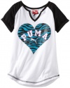 Puma-Kids Girls 7-16 Zebra Tee, White, Large