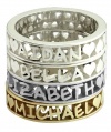 Rachel Stackable Name Ring with Frame in Sterling Silver, finger sizes 4 to 9