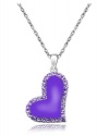Fashionable Silver Tone Purple Violet Swarovski Crystal Heart Pendant Necklace Love Lucky Charm