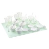Perfect for presenting tasty bites of mise en bouche, favorite appetizers or sweet treats, 10 Strawberry Street's set includes 8 glasses, 8 porcelain dishes, 4 porcelain spoons, 4 stainless steel spoons and a glass tray.