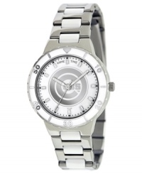 Root, root, root for the Cubbies 24/7 with this sporty watch from Game Time. Features a Chicago Cubs logo at the dial. Root, root, root for the Cubbies 24/7 with this sporty watch from Game Time. Features a Chicago Cubs logo at the dial.