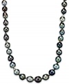 Opulent and ornate with heirloom appeal. This beautiful black cultured Tahitian pearl (8-10 mm) necklace features a baroque design and sterling silver clasp. Approximate length: 24 inches.