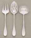 Finely crafted 18/10 stainless steel flatware in Gorham's versatile Studio pattern. Includes a cold meat fork, pierced tablespoon and gravy ladle.