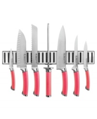 Always on point! Fully-forged Japanese steel resists rust and stain, retaining its strength and incredibly sharp edge for cutting-edge results time after time. With precision balanced handles, each knife fits smoothly into your hand for optimal slicing, dicing and chopping. Limited lifetime warranty. Always on point! Fully-forged Japanese steel resists rust and stain, retaining its strength and incredibly sharp edge for cutting-edge results time after time. With precision balanced handles, each knife fits smoothly into your hand for optimal slicing, dicing and chopping. Limited lifetime warranty.