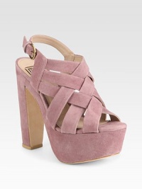 Woven straps and an adjustable ankle strap enhance this chunky platform suede design. Self-covered heel, 5 (125mm)Island platform, 2 (50mm)Compares to a 3 heel (75mm)Suede upperLeather liningBuffed leather solePadded insoleImported Woven straps and an adjustable ankle strap enhance this chunky platform suede design. Self-covered heel, 5 (125mm)Island platform, 2 (50mm)Compares to a 3 heel (75mm)Suede upperLeather liningBuffed leather solePadded insoleImported