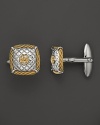 Charriol's quilted nautical cable cufflinks lend timeless polish.