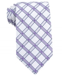 With fine lines of bright color, this Club Room tie is a cool new remix on your classic grid tie. With fine lines of bright color, this Club Room tie is a cool new remix on your classic grid tie.