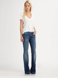 A fitted five-pocket trouser with clean lines and a wide-stitched hem.THE FITFitted through hips and thighsRise, about 9Inseam, about 35THE DETAILSZip flyFive-pocket styleWelt coin pocket98% cotton/2% spandexMachine washMade in USA of imported fabricModel shown is 5'9 (175cm) wearing US size 4. A fitted five-pocket trouser with clean lines and a wide-stitched hem.THE FITFitted through hips and thighsRise, about 9Inseam, about 35THE DETAILSZip flyFive-pocket styleWelt coin pocket98% cotton/2% spandexMachine washMade in USA of imported fabricModel shown is 5'9 (175cm) wearing US size 4.