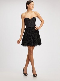 A flirty strapless design with a feminine rosette skirt.Strapless sweetheart neckline Pleated bodice Rosette skirt About 18 from natural waist Side zip closure Fully lined Silk; dry clean Made in USAOUR FIT MODEL RECOMMENDS ordering true size.. Additional Information Women's Premier Designer & Contemporary Size Guide A flirty strapless design with a feminine rosette skirt.Strapless sweetheart neckline Pleated bodice Rosette skirt About 18 from natural waist Side zip closure Fully lined Silk; dry clean Made in USAOUR FIT MODEL RECOMMENDS ordering true size.. Additional Information Women's Premier Designer & Contemporary Size Guide