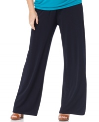 Enjoy the style and comfort of MICHAEL Michael Kors' wide leg plus size pants, featuring an elastic waistband. Enjoy the style and comfort of MICHAEL Michael Kors' wide leg plus size pants, featuring an elastic waistband.