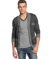 Layer take. This shawl-collar cardigan from X-Ray is your key to cool, casual style. Layer take. This shawl-collar cardigan from X-Ray is your key to cool, casual style.