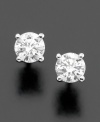 Sparkling round-cut diamonds (3/4 ct. t.w.) continuously dazzle. These beautiful stud earrings are set in 14k white gold.