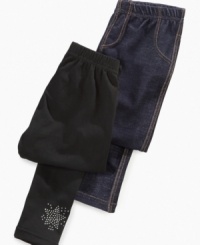 When she likes the look of jeans or prefers a simple basic style, these leggings from So Jenni are the cozy complement to her wardrobe. When she likes the look of jeans or prefers a simple basic style, these leggings from So Jenni are the cozy complement to her wardrobe.