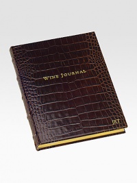 A writing journal for the wine lover, this rich crocodile-embossed Italian calfskin design has 224 lined pages with thumb tabs for France, Italy, USA, Germany, Australia and more. Gilt-edged, acid-free paper Double-faced, satin ribbon marker Smyth-sewn for strength 7 X 9¼ Made in USAFOR PERSONALIZATION Select a quantity, then scroll down and click on PERSONALIZE & ADD TO BAG to choose and preview your personalization options. Please allow 1 week for delivery.