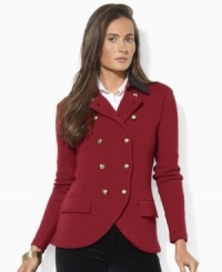 Inspired by classic military pieces, Lauren Ralph Lauren's soft combed cotton cardigan is crafted in a double-breasted silhouette with glistening gold-tone buttons. Inspired by classic military pieces, Lauren Ralph Lauren's soft combed cotton cardigan is crafted in a double-breasted silhouette with glistening gold-tone buttons.