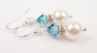 Damali Sterling Silver FRESHWATER Pearl December Tanzanite Swarovski Crystal and Freshwater Pearl Earrings - 1 Inch Damali Sterling Silver FRESHWATER Pearl December Tanzanite Swarovski Crystal and Freshwater Pearl Earrings - 1 Inch