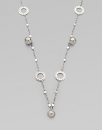 From the Dot Collection. This geometric design features a dotted texture stations, ball charms and multi-link chain in sleek sterling silver. Sterling silverLength, about 55Lobster clasp closureImported 