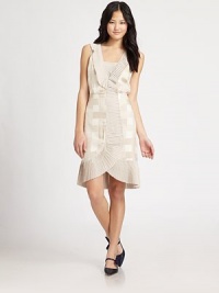 This faux-wrap silk style is embellished with prettily pleated trim.V neckline with underlay panelSleevelessPleated trimBack keyhole detailConcealed back zipAbout 39 from shoulder to hemSilkDry cleanImportedModel shown is 5'10 wearing US size 4.OUR FIT MODEL RECOMMENDS ordering true size. This faux-wrap silk style is embellished with prettily pleated trim.V neckline with underlay panelSleevelessPleated trimBack keyhole detailConcealed back zipAbout 39 from shoulder to hemSilkDry cleanImportedModel shown is 5'10 wearing US size 4.OUR FIT MODEL RECOMMENDS ordering true size.