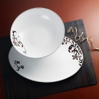 Delicious chocolate flower swirl design in light and dark chocolate shades. This 2 piece completer set goes great with our Chocolate Swirl 16 piece dinnerware.