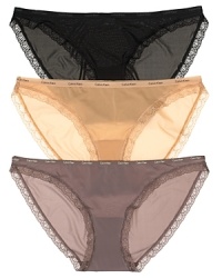 A basic bikini with intricate lace trim and logo stamped waistband. Style #D3447 A basic bikini with intricate lace trim and logo stamped waistband. Style #D3447