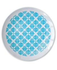 Now starring in casual meals, Jonathan Adler's Hollywood dinner plates pair retro graphics and vibrant teal in totally fun and fuss-free melamine. Now starring in casual meals, Jonathan Adler's Hollywood dinner plates pair retro graphics and vibrant teal in totally fun and fuss-free melamine.