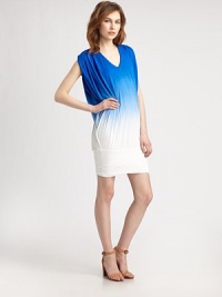 Rendered in a vibrant, on-trend ombré print, this jersey v-neck has a drop waist, banded hem and gathered dolman sleeves. V-neckShort, gathered dolman sleevesElasticized drop waistBanded hemAbout 25 from natural waistRayonHand washImportedModel shown is 5'11 (180cm) wearing US size Small. Rendered in a vibrant, on-trend ombré print, this jersey v-neck has a drop waist, banded hem and gathered dolman sleeves. V-neckShort, gathered dolman sleevesElasticized drop waistBanded hemAbout 25 from natural waistRayonHand washImportedModel shown is 5'11 (180cm) wearing US size Small.