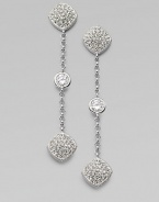 Delicate link chain with a sparkling pavé and faceted station drop. Rhodium plated brassCubic zirconiaCrystalsDrop, about 1¾Post backImported 
