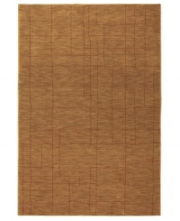 Linear luxury. Narrow lines shape a subtle geometric pattern across the warm chestnut ground of this area rug from Karastan. Woven from lush nylon that delivers softness underfoot and superb resistance to everyday wear. Linear luxury. Narrow lines shape a subtle geometric pattern across the warm chestnut ground of this area rug from Karastan. Woven from lush nylon that delivers softness underfoot and superb resistance to everyday wear.