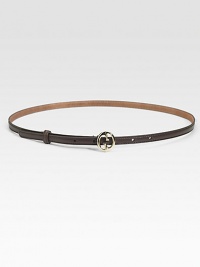 An elegant and feminine style with an iconic GG goldtone buckle. LeatherWidth, about ½Made in Italy An elegant and feminine style with an iconic GG goldtone buckle. LeatherWidth, about ½Made in Italy