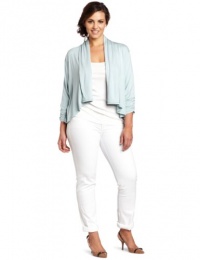Karen Kane Women's Plus-Size Shirred Drape Jacket, Aqua, 3X Karen Kane Women's Plus-Size Shirred Drape Jacket, Aqua, 3X