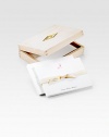 An original Charles Fradin shoe illustration is hand-pressed on cotton card stock to add a decidedly fashionable touch to your next thoughtful note. 18 cards housed in a gold-stamped wood box High-quality cotton card stock Box: 7W X 2H X 5½L Cards: 6¾W X 4½H Made in USA FOR PERSONALIZATION Select a quantity, then scroll down and click on PERSONALIZE & ADD TO BAG to choose and preview your personalization options. Please allow 3 weeks for delivery. 