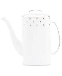 Pave your table in polka dots for fine dining without the formality. From kate spade new york dinnerware, the Larabee Road coffee pot features luxe bone china with platinum accents that combine easy elegance and irresistible whimsy. Pave your table in polka dots for fine dining without the formality. From kate spade new york dinnerware, the Larabee Road coffee pot features luxe bone china with platinum accents that combine easy elegance and irresistible whimsy.