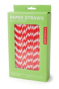 Kikkerland Biodegradable Paper Straws, Red and White Striped, Box of 144 Kikkerland Biodegradable Paper Straws, Red and White Striped, Box of 144