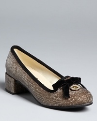 Juicy Couture's Melly heels cinch her look with glam sparkles and smooth velveteen accents. Juicy Couture's Melly heels cinch her look with glam sparkles and smooth velveteen accents.
