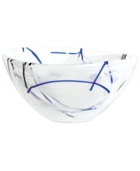With a milky white haze and hand-applied bands of eye-catching color, each Contrast bowl from Kosta Boda is truly unique. A simple glass form showcases each stroke and swirl with true artistry. With a milky white haze and hand-applied bands of eye-catching color, each Contrast bowl from Kosta Boda is truly unique. A simple glass form showcases each stroke and swirl with true artistry.