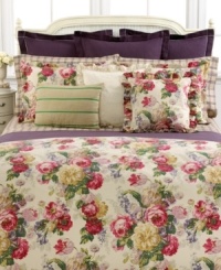 Crafted of luxe 200-thread count cotton percale, this Surrey Garden fitted sheet from Lauren Ralph Lauren features a classic plaid pattern in tan and purple for a delightful presentation. Crafted of luxe 200-thread count cotton percale, this Surrey Garden fitted sheet from Lauren Ralph Lauren features a classic plaid pattern in tan and purple for a delightful presentation.