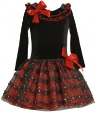 Size-6 BNJ-4148 RED BLACK Stretch Velvet To Glittered and Sequined Ruffles Skirt Special Occasion Holiday Party Dress,X34148 Bonnie Jean LITTLE GIRLS Size-6 BNJ-4148 RED BLACK Stretch Velvet To Glittered and Sequined Ruffles Skirt Special Occasion Holiday Party Dress,X34148 Bonnie Jean LITTLE GIRLS