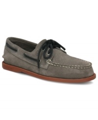 These classic suede moccasin-style boat shoes by Sperry will add prep to his step. Includes molded footbeds and traction-increasing soles for a more comfortable and safe design. These classic suede moccasin-style boat shoes by Sperry will add prep to his step. Includes molded footbeds and traction-increasing soles for a more comfortable and safe design.