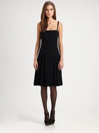 Absolute simplicity and absolute elegance go hand in hand in this understated little cocktail dress that's all about shape.Slender strapsSquared bandeau neckline, lower in backFitted bodiceDarts release into a flared skirtHidden side zip closureSilk liningAbout 25 from natural waistViscose/woolDry cleanImportedSIZE & FITModel shown is 5'10 (177cm) wearing US size 4. Absolute simplicity and absolute elegance go hand in hand in this understated little cocktail dress that's all about shape.Slender strapsSquared bandeau neckline, lower in backFitted bodiceDarts release into a flared skirtHidden side zip closureSilk liningAbout 25 from natural waistViscose/woolDry cleanImportedSIZE & FITModel shown is 5'10 (177cm) wearing US size 4.