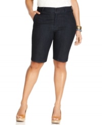 Sport a sleeker looking shape this season with Not Your Daughter's Jeans' plus size Bermuda shorts, featuring a built-in control panel. Sport a sleeker looking shape this season with Not Your Daughter's Jeans' plus size Bermuda shorts, featuring a built-in control panel.